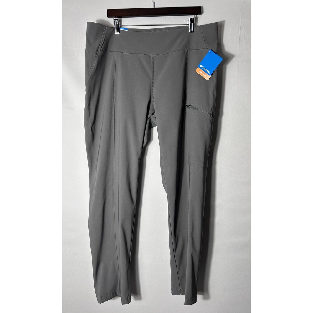 Columbia Omni-Shade Pants Womens XXL Gray Straight Leg Stretch Travel Hiking
